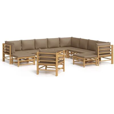 vidaXL Gartenmöbel-Set - Modulares Bambus mit Kissen vidaXL Gartenmöbel-Set - Modulares Bambus mit Kissen