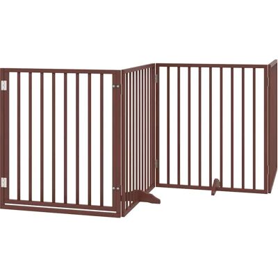 vidaXL 960 cm Brauner Faltbarer Hundetor mit Tür - Hundegitter, Haustür vidaXL 960 cm Brauner Faltbarer Hundetor mit Tür - Hundegitter, Haustür
