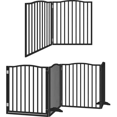 vidaXL Hundegitter mit Tür 10 Klapppaneele Schwarz 800 cm Pappelholz - Hundegitter vidaXL Hundegitter mit Tür 10 Klapppaneele Schwarz 800 cm Pappelholz - Hundegitter
