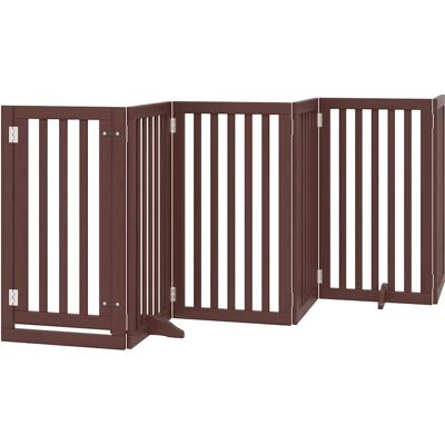 vidaXL Hondendeur met deur, opvouwbaar, 15 panelen, bruin - Hondenhek vidaXL Hondendeur met deur, opvouwbaar, 15 panelen, bruin - Hondenhek