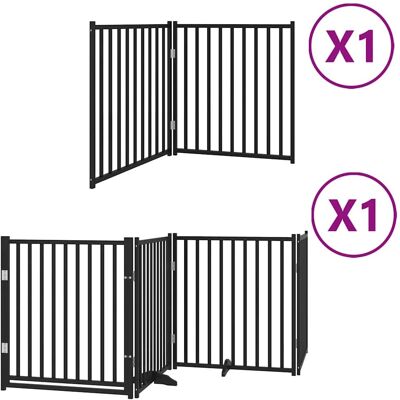 vidaXL Hundegitter mit Tür - Klappbare Paneele - Schwarz vidaXL Hundegitter mit Tür - Klappbare Paneele - Schwarz