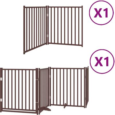 vidaXL Hundetür mit Tür, klappbare Paneele - Hundegitter - Braun vidaXL Hundetür mit Tür, klappbare Paneele - Hundegitter - Braun