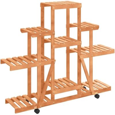 vidaXL Houten Bloemenstand met Wielen 110x25x101 cm - Bloemenstand vidaXL Houten Bloemenstand met Wielen 110x25x101 cm - Bloemenstand