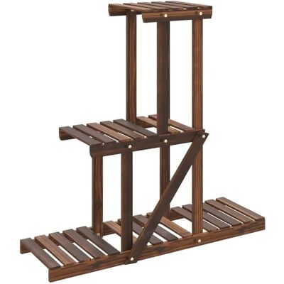 vidaXL Bruine Dennenhout Bloemenstandaard - 81x25x75.5 cm - Type bloem vidaXL Bruine Dennenhout Bloemenstandaard - 81x25x75.5 cm - Type bloem