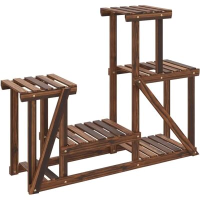 Support à plantes vidaXL - Bois massif de sapin - Marron - 90x25x73.5cm Support à plantes vidaXL - Bois massif de sapin - Marron - 90x25x73.5cm