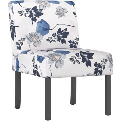 vidaXL Slipper Chair Blue Flower Fabric - Slipper Chair vidaXL Slipper Chair Blue Flower Fabric - Slipper Chair