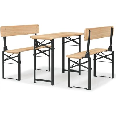 Maisonchic Model - Foldbart barbord og bænke - 3 stykker - Træ - Brun Maisonchic Model - Foldbart barbord og bænke - 3 stykker - Træ - Brun