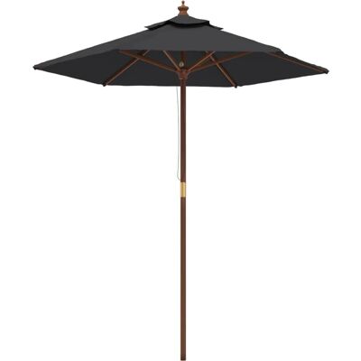 vidaXL Sonnenschirm mit Holzstange Schwarz - Garten Schirm - 196x231cm vidaXL Sonnenschirm mit Holzstange Schwarz - Garten Schirm - 196x231cm