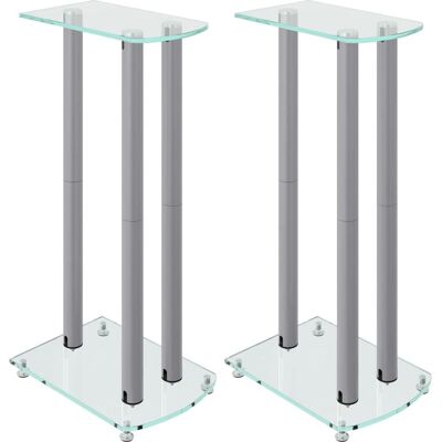 vidaXL Lautsprecherständer - Silber - 2 Stück - Gehärtetes Glas vidaXL Lautsprecherständer - Silber - 2 Stück - Gehärtetes Glas
