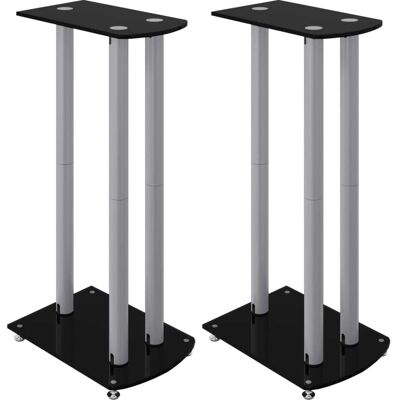 Support d'enceinte vidaXL Noir Argent Verre Trempé - Type d'Enceinte - Publicité Support d'enceinte vidaXL Noir Argent Verre Trempé - Type d'Enceinte - Publicité
