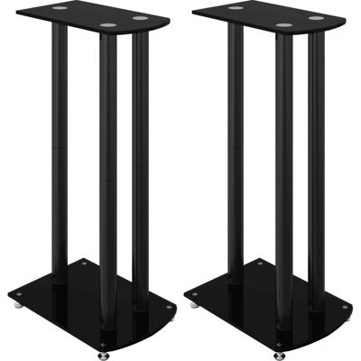 Support d'enceintes vidaXL - Ensemble de 2 - Verre trempé - Noir - Publicité Support d'enceintes vidaXL - Ensemble de 2 - Verre trempé - Noir - Publicité