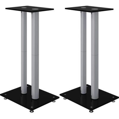 vidaXL Lautsprecherständer 2 Stück Schwarz & Silber Sicherheitsglas 2 Säulen vidaXL Lautsprecherständer 2 Stück Schwarz & Silber Sicherheitsglas 2 Säulen