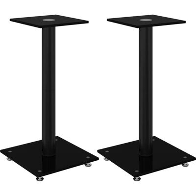 Soportes de altavoces vidaXL - 2 unidades Vidrio templado negro - Soporte de suelo Soportes de altavoces vidaXL - 2 unidades Vidrio templado negro - Soporte de suelo