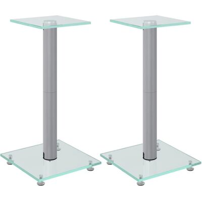 Soportes de altavoces vidaXL - 2 uds Vidrio templado plateado - Piso Soportes de altavoces vidaXL - 2 uds Vidrio templado plateado - Piso
