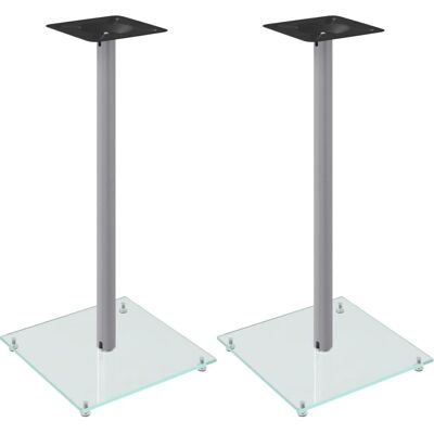 vidaXL Højttalerstativer 2 stk Sølv Hærdet Glas - Gulvstandere vidaXL Højttalerstativer 2 stk Sølv Hærdet Glas - Gulvstandere
