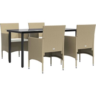 MAISONCHIC Zestaw Mebli Ogrodowych - 5 szt. z Poduszkami - Beż i Czarny MAISONCHIC Zestaw Mebli Ogrodowych - 5 szt. z Poduszkami - Beż i Czarny