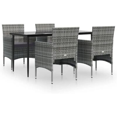 VIDAXL Maison Chic - Have Spise- og Siddegruppe med Puder - Grå/Sort VIDAXL Maison Chic - Have Spise- og Siddegruppe med Puder - Grå/Sort