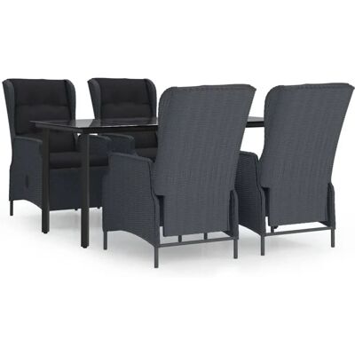 Maisonchic Garten Esstisch-Set - 5 Stück Polyrattan - Dunkelgrau Maisonchic Garten Esstisch-Set - 5 Stück Polyrattan - Dunkelgrau