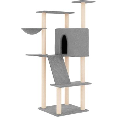 vidaXL Cat tree with sisal scratching posts 143 cm - light grey (171730) vidaXL Cat tree with sisal scratching posts 143 cm - light grey (171730)