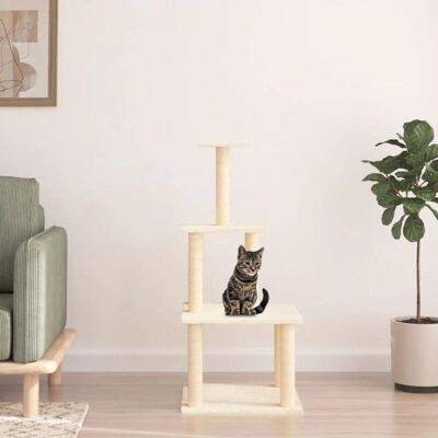vidaXL Kattenboom met sisal krabpalen 111 cm - crème (171732) vidaXL Kattenboom met sisal krabpalen 111 cm - crème (171732)