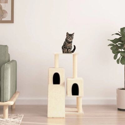 vidaXL Cat tree with sisal scratching posts and 2 houses 82 cm - cream (171777) vidaXL Cat tree with sisal scratching posts and 2 houses 82 cm - cream (171777)