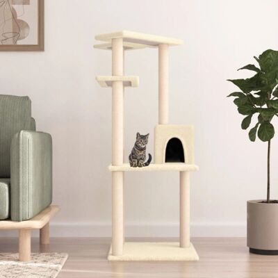 vidaXL Cat tree with sisal scratching posts 123 cm - cream (171783) vidaXL Cat tree with sisal scratching posts 123 cm - cream (171783)