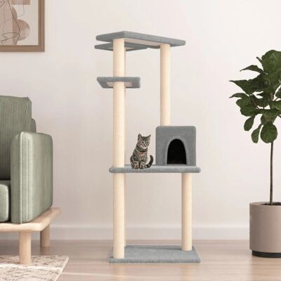 vidaXL Katzenbaum mit Sisal-Kratzsäulen 123 cm - hellgrau vidaXL Katzenbaum mit Sisal-Kratzsäulen 123 cm - hellgrau