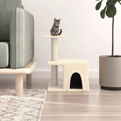 vidaXL Krabpaal voor katten met sisal krabpalen 48 cm - crème vidaXL Krabpaal voor katten met sisal krabpalen 48 cm - crème
