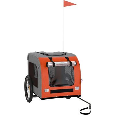vidaXL Fahrradanhänger Hunde Orange und Grau Oxford Stoff & Eisen - Fahrradanhänger vidaXL Fahrradanhänger Hunde Orange und Grau Oxford Stoff & Eisen - Fahrradanhänger