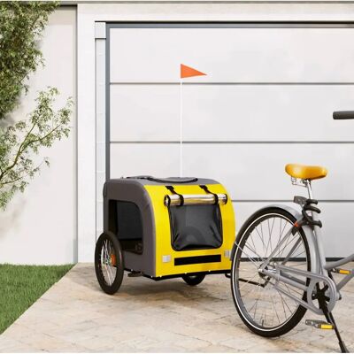Remolque de bicicleta para perros vidaXL Amarillo y Gris Oxford Tela Hierro - Remolque de bicicleta Remolque de bicicleta para perros vidaXL Amarillo y Gris Oxford Tela Hierro - Remolque de bicicleta
