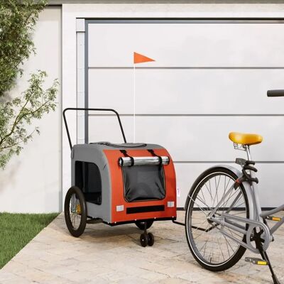vidaXL Fahrradanhänger für Hunde Orange Grau Oxford Stoff Eisen - Fahrradanhänger vidaXL Fahrradanhänger für Hunde Orange Grau Oxford Stoff Eisen - Fahrradanhänger