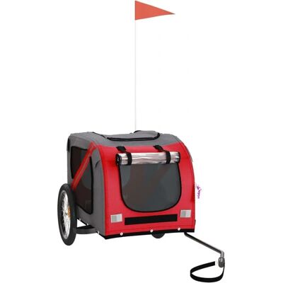 Remorque pour vélo pour chiens vidaXL Rouge et gris Tissu Oxford et fer - Remorque de vélo - Publicité Remorque pour vélo pour chiens vidaXL Rouge et gris Tissu Oxford et fer - Remorque de vélo - Publicité