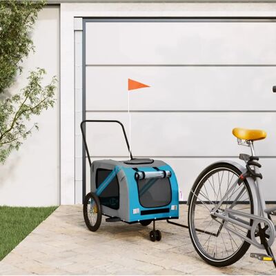 vidaXL Fahrradanhänger für Hunde Blau und Grau Oxford Stoff und Eisen - Fahrradanhänger vidaXL Fahrradanhänger für Hunde Blau und Grau Oxford Stoff und Eisen - Fahrradanhänger