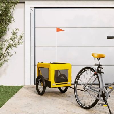 Remolque de Bicicleta para Perros vidaXL Amarillo Negro Oxford Hierro 68.5x135x73.5cm Remolque de Bicicleta para Perros vidaXL Amarillo Negro Oxford Hierro 68.5x135x73.5cm