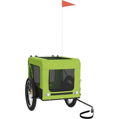 vidaXL Fahrradanhänger Hund Grün Schwarz Oxford Stoff Eisen - Fahrradanhänger vidaXL Fahrradanhänger Hund Grün Schwarz Oxford Stoff Eisen - Fahrradanhänger