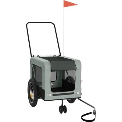 vidaXL Fahrradanhänger Hunde Grau und Schwarz Oxford Stoff und Eisen vidaXL Fahrradanhänger Hunde Grau und Schwarz Oxford Stoff und Eisen