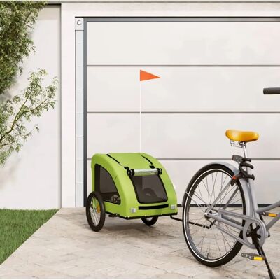 vidaXL Fahrradanhänger für Haustiere - Robuster Eisenrahmen, Oxford-Stoff, Grün vidaXL Fahrradanhänger für Haustiere - Robuster Eisenrahmen, Oxford-Stoff, Grün