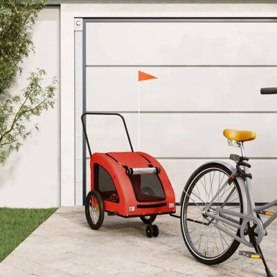 vidaXL Fahrradanhänger für Hunde Orange und Grau Oxford Stoff und Eisen - Fahrradanhänger vidaXL Fahrradanhänger für Hunde Orange und Grau Oxford Stoff und Eisen - Fahrradanhänger
