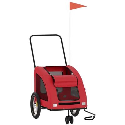 vidaXL Haustier Fahrradanhänger - Groß Rot Eisen Oxford Stoff 68x137x72cm vidaXL Haustier Fahrradanhänger - Groß Rot Eisen Oxford Stoff 68x137x72cm