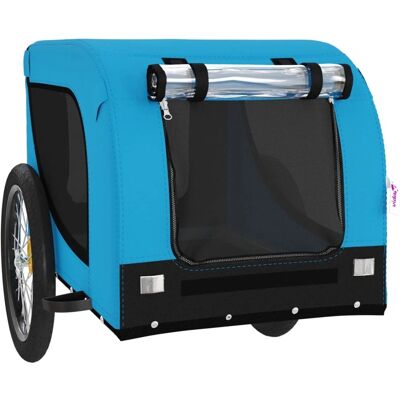 vidaXL Fahrradanhänger Hunde Blau Schwarz Oxford Stoff Eisen - Fahrradanhänger vidaXL Fahrradanhänger Hunde Blau Schwarz Oxford Stoff Eisen - Fahrradanhänger