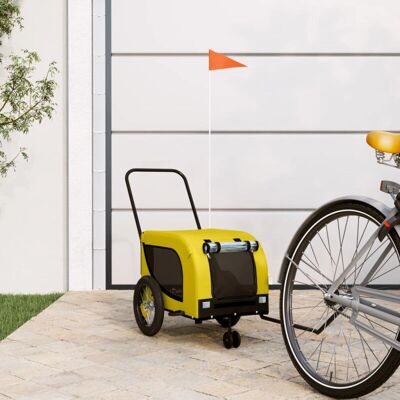 vidaXL Fietstrailer voor Honden Geel Zwart Oxford - Fietstrailer voor Honden vidaXL Fietstrailer voor Honden Geel Zwart Oxford - Fietstrailer voor Honden