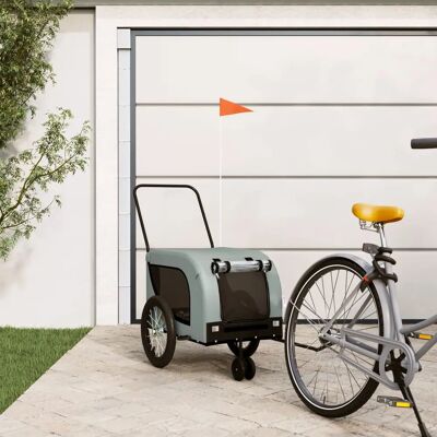 vidaXL Fahrrad Anhänger Hunde Grau und Schwarz Oxford Stoff und Eisen - Fahrradanhänger vidaXL Fahrrad Anhänger Hunde Grau und Schwarz Oxford Stoff und Eisen - Fahrradanhänger