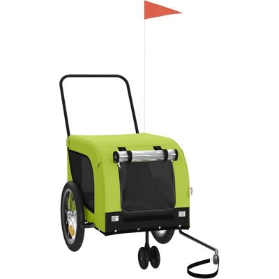 vidaXL Fahrradanhänger Hunde Grün Schwarz Oxford Stoff Eisen - Fahrradanhänger für Haustiere vidaXL Fahrradanhänger Hunde Grün Schwarz Oxford Stoff Eisen - Fahrradanhänger für Haustiere