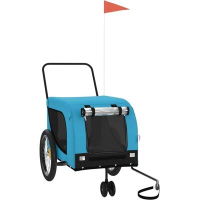 vidaXL Fahrradanhänger Hunde Blau Schwarz Oxford Stoff Eisen - Fahrradanhänger vidaXL Fahrradanhänger Hunde Blau Schwarz Oxford Stoff Eisen - Fahrradanhänger