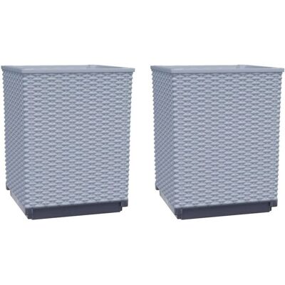 vidaXL Pflanzgefäße 2 Stück Hellgrau 30x30x37 cm Polypropylen - Pflanzgefäße vidaXL Pflanzgefäße 2 Stück Hellgrau 30x30x37 cm Polypropylen - Pflanzgefäße
