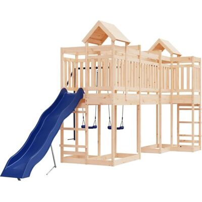Set de juegos exterior de madera maciza vidaXL - Casa de juegos y torre Set de juegos exterior de madera maciza vidaXL - Casa de juegos y torre