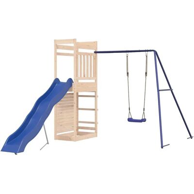 Conjunto de Juego Exterior en Madera de Pino Maciza - Casa de Juegos y Torre Conjunto de Juego Exterior en Madera de Pino Maciza - Casa de Juegos y Torre