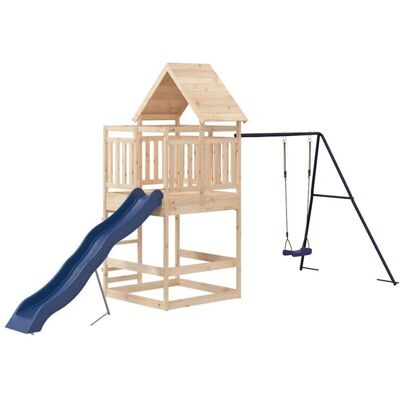 vidaXL Parque infantil - Casa de juegos de madera con tobogán y columpio vidaXL Parque infantil - Casa de juegos de madera con tobogán y columpio