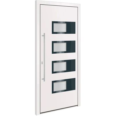vidaXL Haustür Weiß 100x210 cm Aluminium und PVC - Haustür vidaXL Haustür Weiß 100x210 cm Aluminium und PVC - Haustür