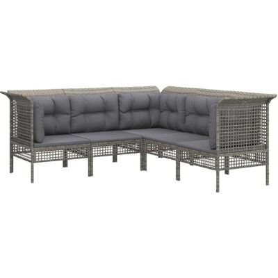 Conjunto de móveis de exterior VidaXL - 5 peças com almofadas - Cinza Conjunto de móveis de exterior VidaXL - 5 peças com almofadas - Cinza